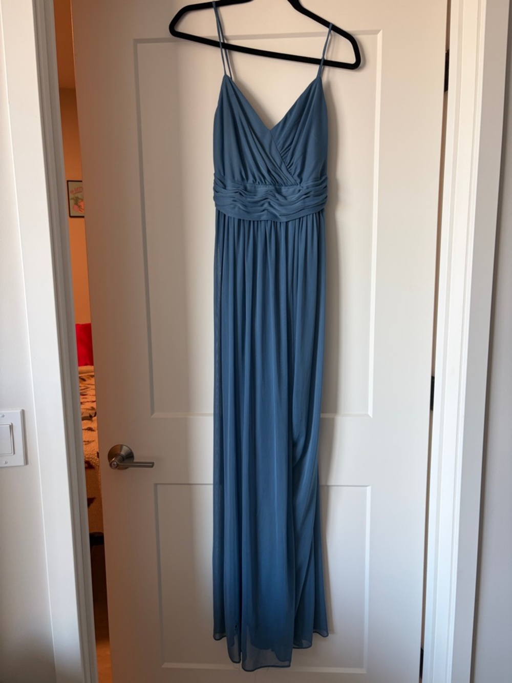 David's Bridal Dusty Blue Dress